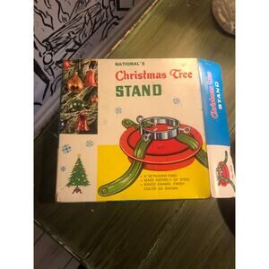 National's Christmas Tree Stand VINTAGE Steel Red and Green 4" Ring